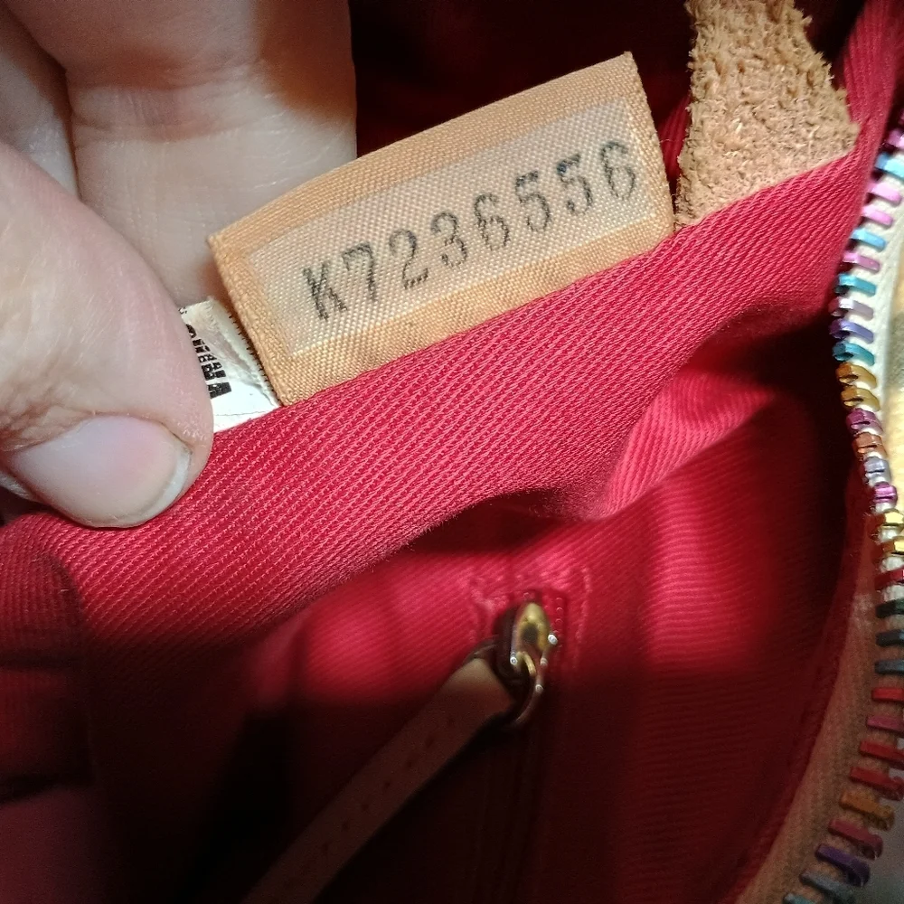 Dooney & Bourke Handprint Hobo Bag Multicolor Canvas Leather Trim Y2K - Picture 6 of 10